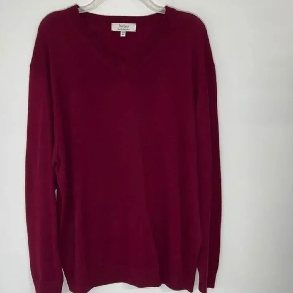 Turnbury Extra Fine Merino Wool‎ V-Neck Sweater Men’s XL Soft Burgundy Warm EUC